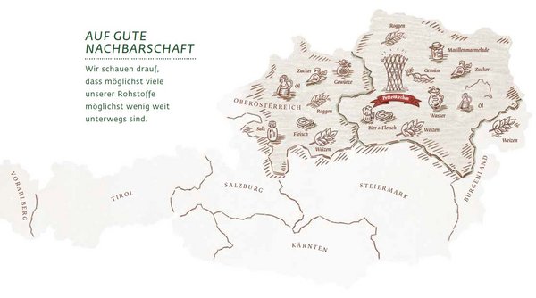 Österreichkarte mit Haubis Rohstoffen