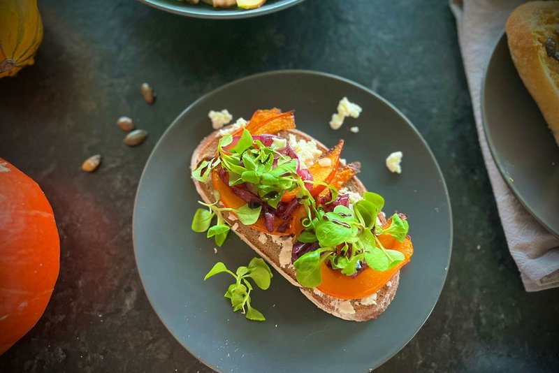 Sandwich mit Feta und Kürbis